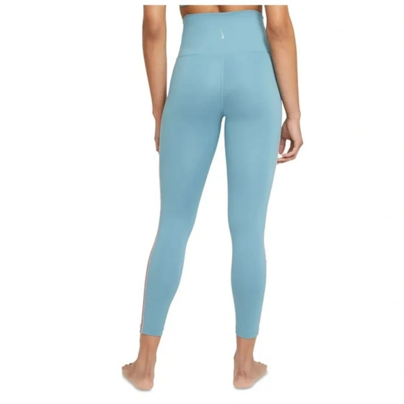 NIKE Womens Blue Stretch Pocketed Moisture Wicking Active High Waist Leggings - Picture 2 of 5
